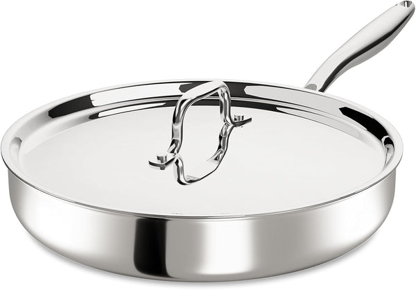 12 Inch Tri-Ply Stainless Steel Frying Pan, Frying Pan with Lid, PFOA/PTFE Free Skillet, Induction Cooking Pans, Dishwasher & Oven Broiler Safe 600F, Professional Cookware, Heavy Duty & Even Heat1