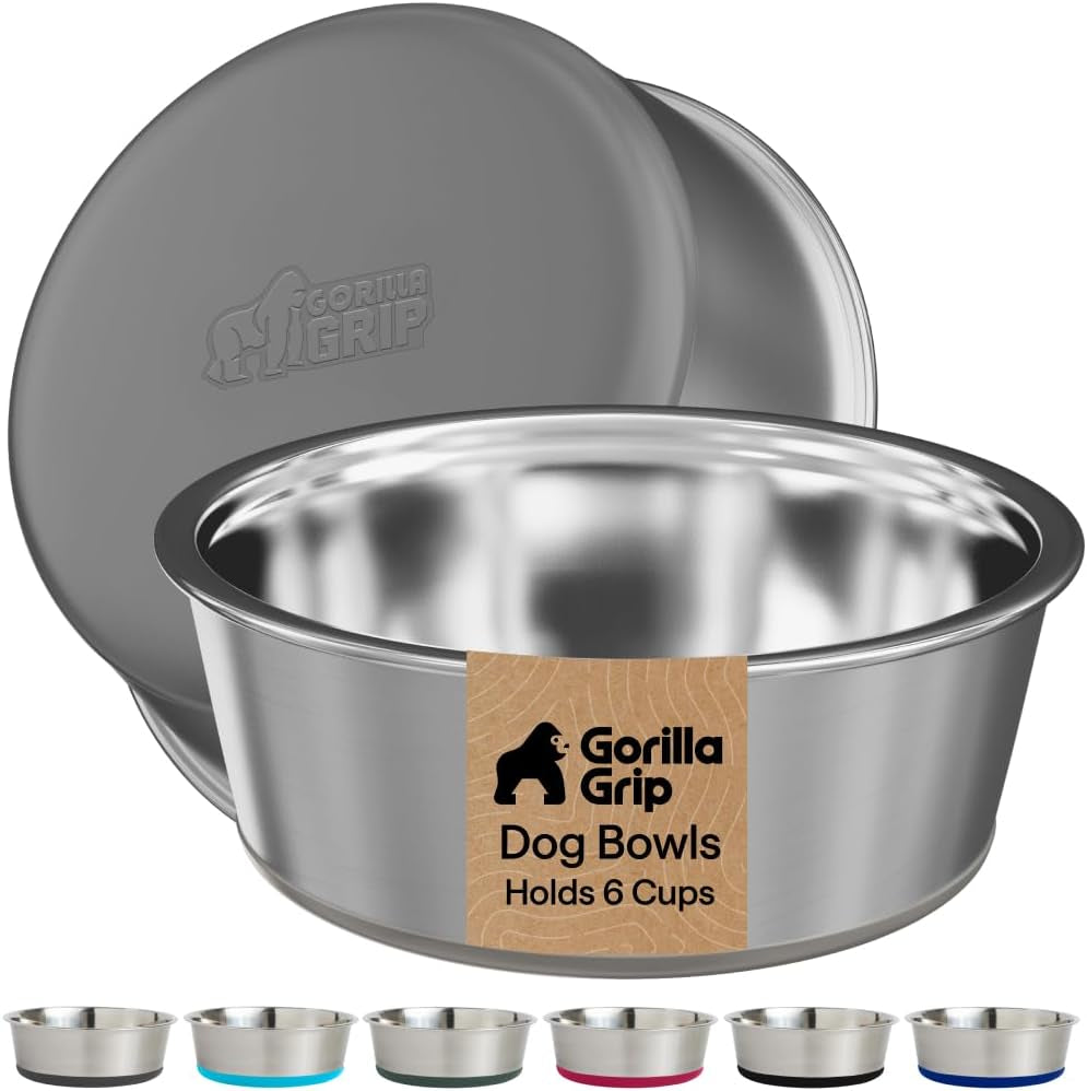 gorilla-grip-dog-bowls-food-grade-304-stainless-steel-holds-2-us-cups-each-16-fl-oz-food-and-water-bowl-for-feeding-dogs-and-cats-dishwasher-safe-rust-resistant-bpa-free-rubber-base-2-set-black