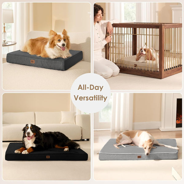EHEYCIGA Medium Memory Foam Dog Crate Bed Washable, 30X20Inch, Grey | High Density Egg Crate Foam, Waterproof Liner, Removable Easy Clean Cover, Non-Slip Bottom, Fits Crate, Floor and Sofa7