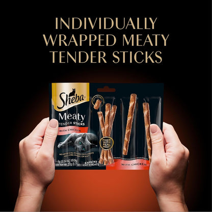 Sheba Meaty Tender Sticks Cat Treats, Chicken, Salmon, & Tuna, 70 Count | Chicken, Tuna & Salmon Flavor, Real Meat, Healthy Fats & Fatty Acids, Essential Amino Acids, Soft Texture, No Artificial Dyes9