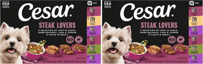 Cesar Wet Dog Food, Steak Lovers Variety Pack, 3.5 Oz, 36 Count | Real Meat #1 Ingredient, Easy Peel Trays, 100% Complete & Balanced, No Fillers, No Added Sugar, No Artificial Flavors16