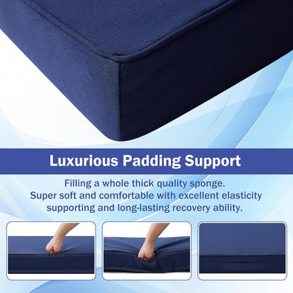 Patio Chair Cushions, 19" X 19" X 3" Outdoor Chair Cushions Set of 4, Waterproof Outdoor Cushions for Patio Furniture, Outdoors Seat Cushions with Handle and Ties, Navy Blue4