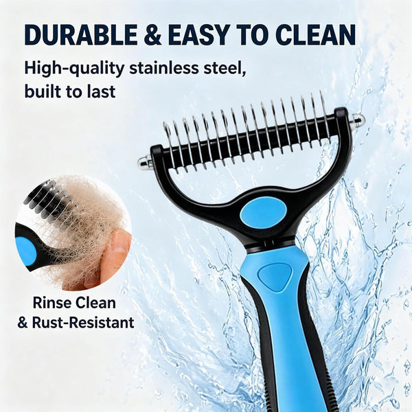 Dematting Comb for Dogs and Cats, Undercoat Pet Brush for Long Hair, Deshedding Brush for Dog Removes Tangles Knots and Loose Fur, 2-In-1 Double Tooth Comb Undercoat Rake Dog Brush6