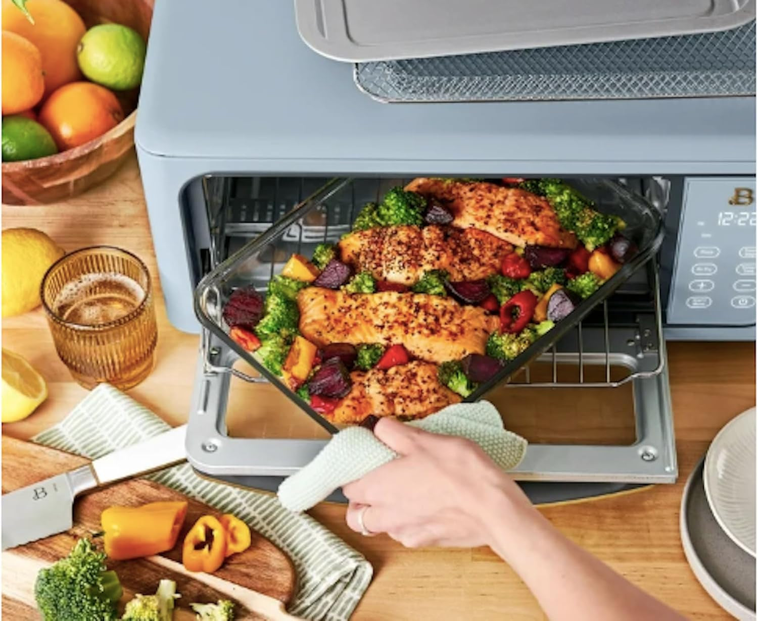 infrared-air-fryer-toaster-oven-9-slice-1800-w-by-drew-barrymore-cornflower-blue
