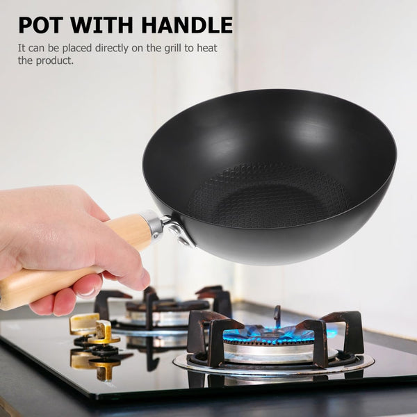 Small Iron Pot Japanese Style Mini Wok 8 Inch Flat Bottom Cast Iron Pan for Single Serving Cooking Compatible with Induction Gas Electric Stoves2