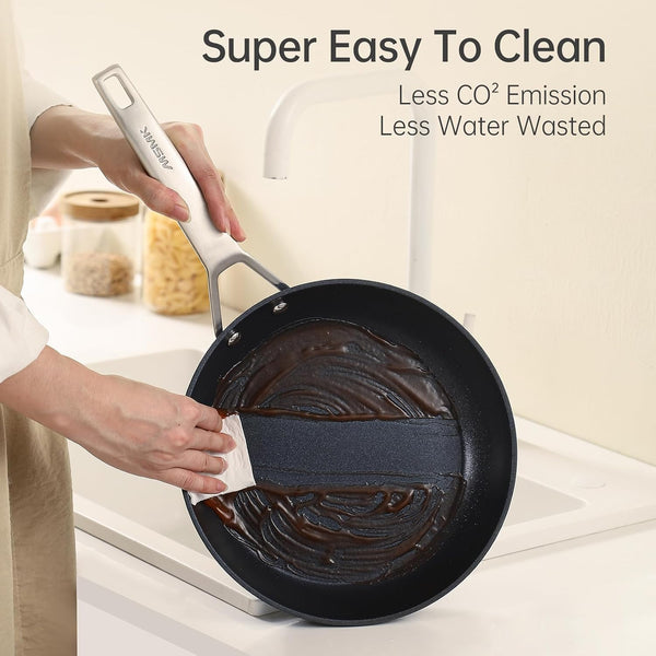 8 Inch Small Nonstick Frying Pan with Lid, Blue Egg Omelet Skillet | Non Toxic, Even Heating, Easy Clean, Dishwasher & Oven Safe, Suitable for Gas & Electric & Induction Stoves, Stainless Steel3