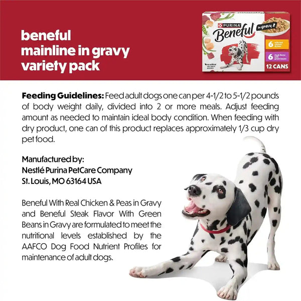 Purina Beneful with Real Chicken or Steak Flavor in Gravy Wet Dog Food Variety Pack - 5.5 Oz. (Pack of 12)6