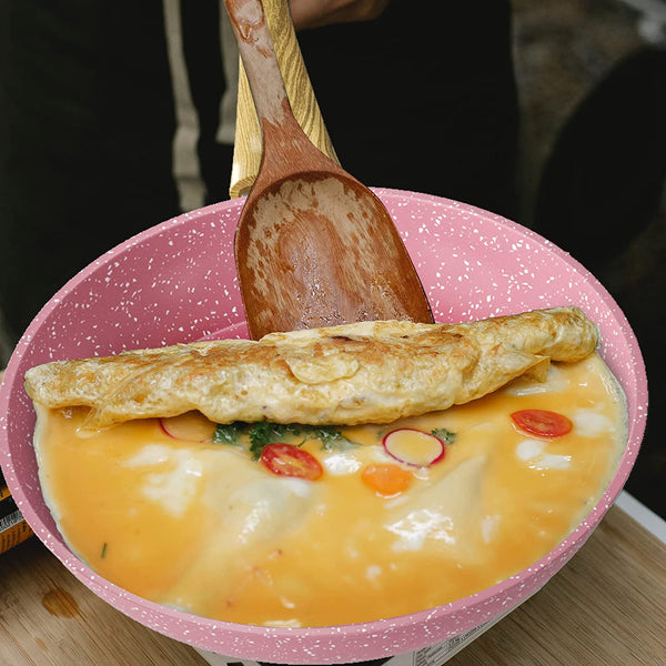 8-Inch Pink Nonstick Frying Pan Small Egg Pan Skillet | Even Heating All Stove Compatible, PFOA PFOS Free, Granite Stone Cookware Skillet, Healthy and Non Toxic9