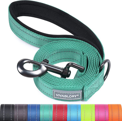 VIVAGLORY Dog Leash Puppy Leash for Collar, 3Ft X 1In, Black | with Soft Padded Handle for Training & Walking, Heavy Duty & Double Layer Nylon Pet Puppy40