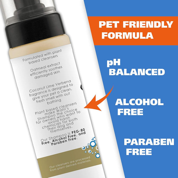 Wahl Waterless No Rinse Shampoo for Animals, Coconut Lime Verbena, 7.1 Oz | Quick Clean-Ups for Dogs—No Bath Needed, Oatmeal Formula Cleans, Conditions, Detangles & Moisturizes Dogs Fur – Model 820015A4