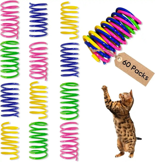 Cat Toys for Indoor Cats, 30 Pack Interactive Cat Spring Toys, Durable Colorful Plastic Spiral Springs for Kitten Hunt, Swat and Bite, Bulk Cat Toys12