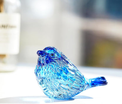 Blue Glass Bird Figurine Crystal Animal Collectible Shelf Decor | Blue Glass Bird Figurine Crystal Animal Collectible Ornament for Bird Lovers Home Shelf Desk Office Display Gift2