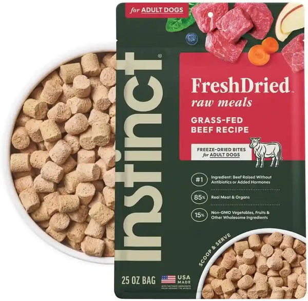 Instinct Freeze-Dried Meals, Freshdried Bites, Natural Dog Food, Grain-Free - Grass-Fed Beef, 25 Oz. Bag1