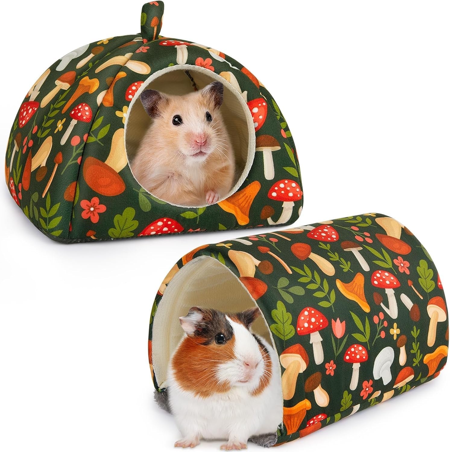 bienbee-guinea-pig-hideout-2-piece-washable-set-for-small-animals-small-guinea-pig-bed-with-soft-plush-resilient-padding-and-easy-machine-washing-for-resting-hiding-and-tunnel-playing