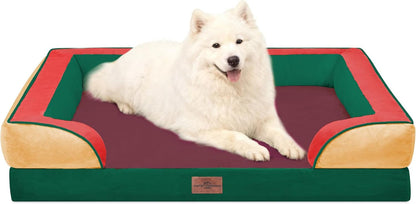 Comfort Expression Orthopedic Dog Bed for Extra Large Dogs with Bolster | Waterproof Dog Couch Bed with Washable Cover & Non-Slip Bottom, Supportive Egg Crate Foam XL Pet Bed, 42X30 Inch202
