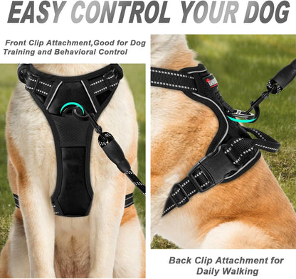 BARKBAY No Pull Dog Harness Front Clip Heavy Duty Reflective Easy Control Handle for Large Dog Walking(Black,L)2