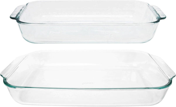 233 (3Qt) and 232 (2Qt) Clear Glass Baking Dishes - Made in USA | Clear Glass | Oven, Microwave & Dishwasher Safe | Ideal for Casseroles, Desserts & Meal Prep | Nesting Design1
