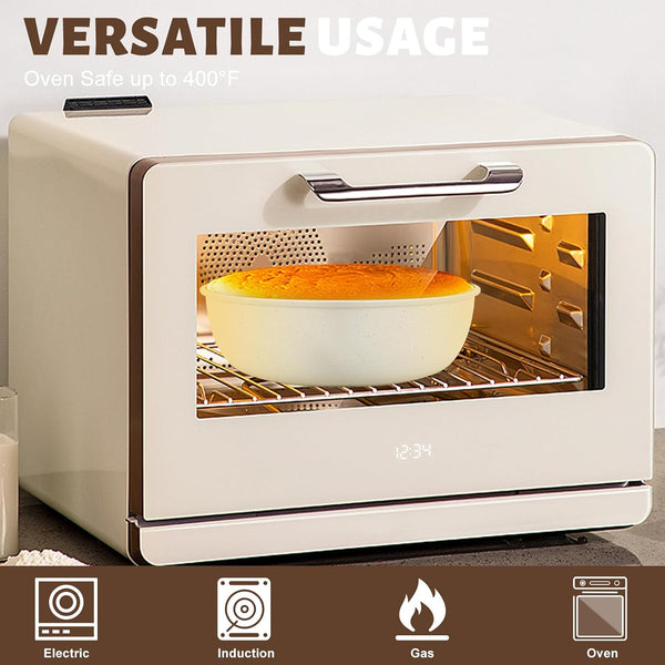 10 Pcs Pots and Pan Set Non Stick with Detachable Handle, White | Non Stick, Detachable, Stackable, Dishwasher ＆ Oven Safe9