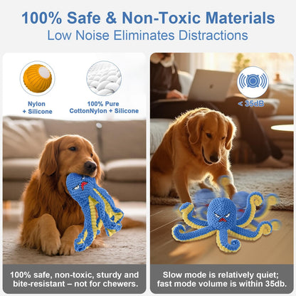 Interactive Dog Toys Octopus,Durable Automatic Jumping Dog Toy to Keep Them Busy,Squeaky Moving Tug of War Doggie Toy,Usb Rechargeable,Not for Aggressive Chewers (Blue)6
