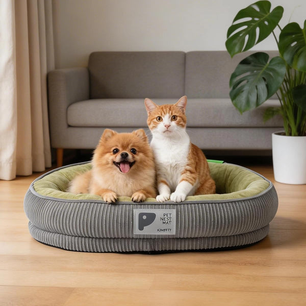 Washable Pet Cushion Cat Dog Bed Small Medium,Memory Foam Pet Puppy Dog Crate Beds Cushion for Small Medium Dogs Indoor Cats Crate Pad,Pet Dog Cat Crate Mat with Detachable Bottom and Bolster Cushion1