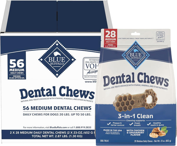 Blue Buffalo Dental Chews Medium Natural Dog Treats, Chicken & Spearmint 23-Oz Bag (28 Count)12