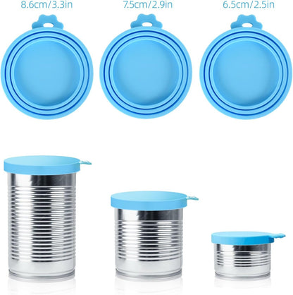 SHENGQIDZ 3 Pack Pet Food Can Covers Universal Can Lids Safe/Silicone Dog&Cat Food Can Lid Covers (Green+Blue+Orange)3