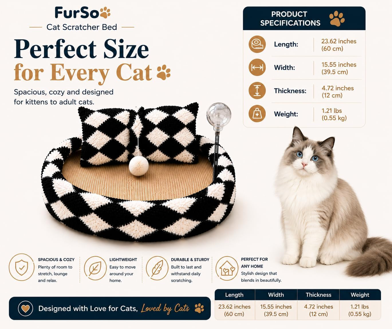 furso-cat-bed-scratcher-lounge-for-indoor-cats-sisal-scratch-pad-with-spring-treat-ball-plush-pillow-play-toy-diamond-design-protects-furniture