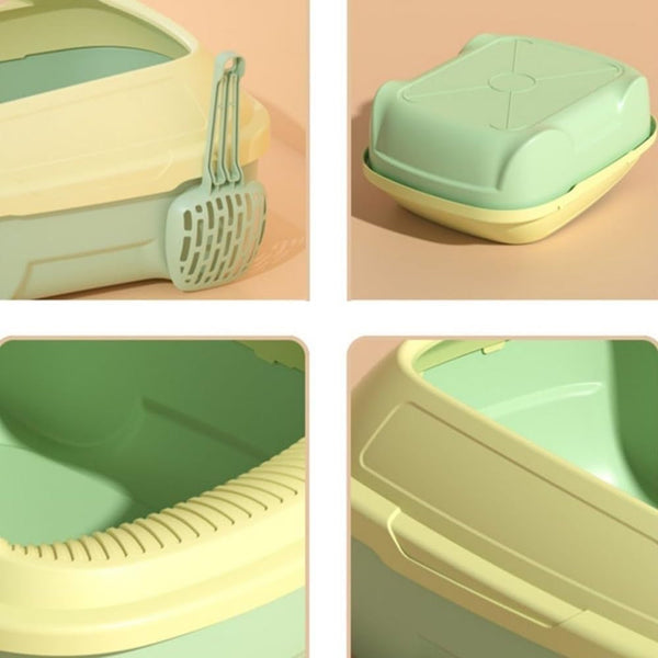 Pet Supplies, Open Top Cat Litter Box with Scoop, High Side Sifting Tray for All Cats(Green)7