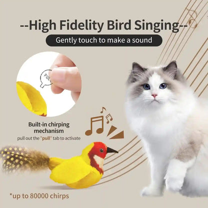 Catnip Cat Toys Satisfy Cat'S Natural Hunting Instintion for Indoors Cats Feather Toys Interactive with Lifelike Chirp Sound Chirping Bird Kitten Toy (2 Pack)2