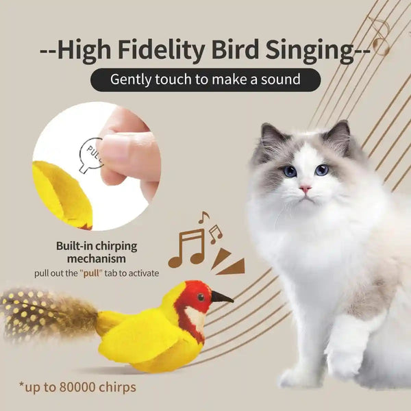 Catnip Cat Toys Satisfy Cat'S Natural Hunting Instintion for Indoors Cats Feather Toys Interactive with Lifelike Chirp Sound Chirping Bird Kitten Toy (2 Pack)2