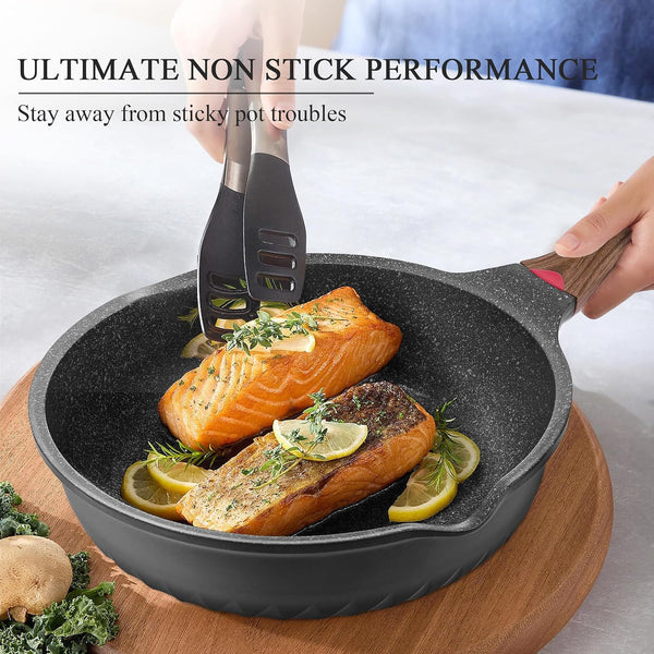 12PCS Nonstick Deep Frying Pan with Lid Cookware Set |  12-Piece Nonstick Cookware Set Utensils & Pot Protectors. Stay-Cool Handles, PFAS & Pfoa-Free.5