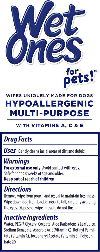 Wet Ones for Pets Hypoallergenic Multipurpose Dog Wipes with Vitamins A, C and E - Fragrance-Free Dog Grooming Wipes with Vitamins, Wet Lock Seal, 100 Count6