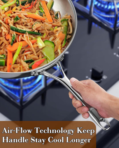 Multi-Ply Clad 12 Inch Stainless Steel Wok Pan, Stir Fry Pan with Glass Lid, Induction Cookware, Dishwasher & Oven Safe, Compatible with All Cooktops3