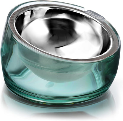 Felli Oblik Elevated Cat Bowl Removable Stainless Steel Wide Dish for Dry Wet Food Feeding & Dishwasher Clean, Slanted Whisker Fatigue Friendly Metal Plate (Classic, 0.5 Cups Shallow Dish)12