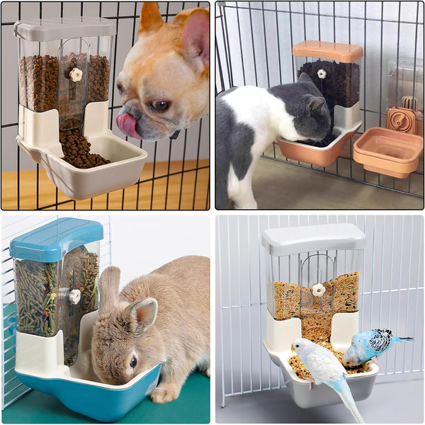 Hanging Automatic Food Dispenser, 27Oz Large Capacity Hanging Pet Cage Feeder for Rabbit Bird Chinchilla Hedgehog Guinea Pig Ferret Kitty Puppy (Gray)5