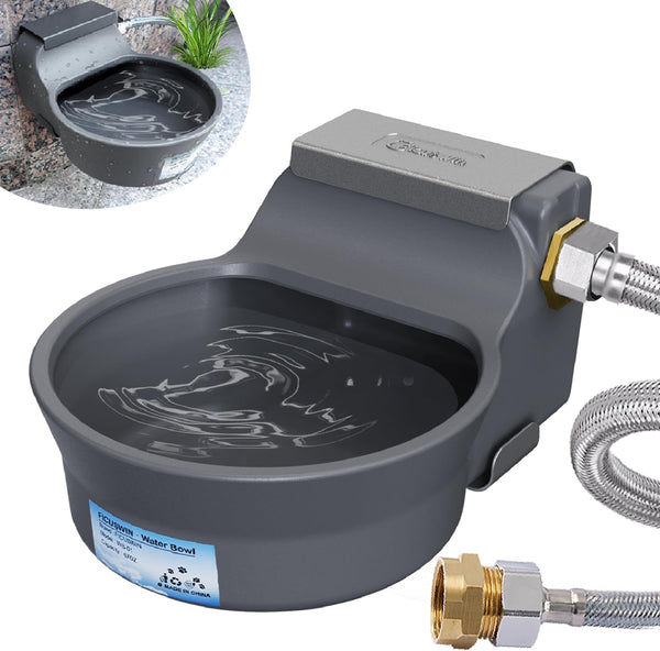 Automatic Dog Water Bowl Dispenser Patented 70OZ Water Dispenser for Dogs 2L Water Bowl Fit 3/4In GHT Male Faucet Outdoor Automatic Water Bowl Include Automatic Water Fill Valve Adapter 5Ft Water Hose7