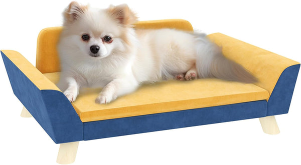 Pawhut Dog Sofa Bed, Pet Couch for Small Dogs with Soft Cushion, Removable Washable Cover, Elevated Dog Bed Couch with Anti-Slip Foot Pads, Orange | Pet Sofa, Removable Washable Cover, Elevated Pet Bed Couch, Anti-Slip Foot Pads1