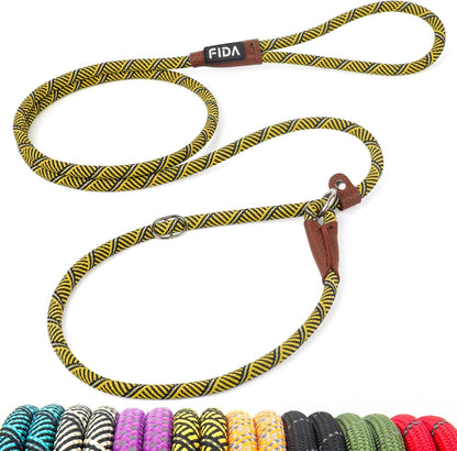Fida Durable Slip Lead Dog Leash, 6 FT X 1/2" Heavy Duty Dog Loop Leashes, Comfortable Strong Rope Slip Leash for Large Medium Dogs, No Pull Pet Training Lead with Highly Reflective(1/2", Black)18