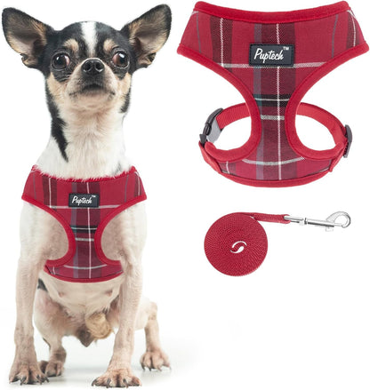 PUPTECK Soft Mesh Dog Harness Small Sized and Leash Set Pet Puppy Cat Comfort Padded Vest No Pull Harnesses, Beige, S56