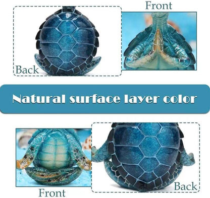 Meditating Sea Turtle Statues Yoga Zen 2Pcs Resin Beach Home Decor4