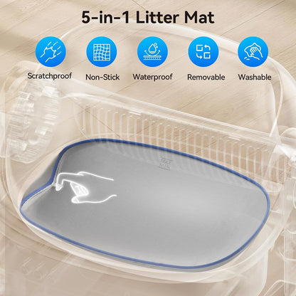 Thereye Self Cleaning Cat Litter Box, Open-Top Automatic Litter Box with APP Control, Safety Sensor and 10L Large Waste Bin, Smart Kitty Litter Boxes with Trash Bags and Mat for Multiple Cats6