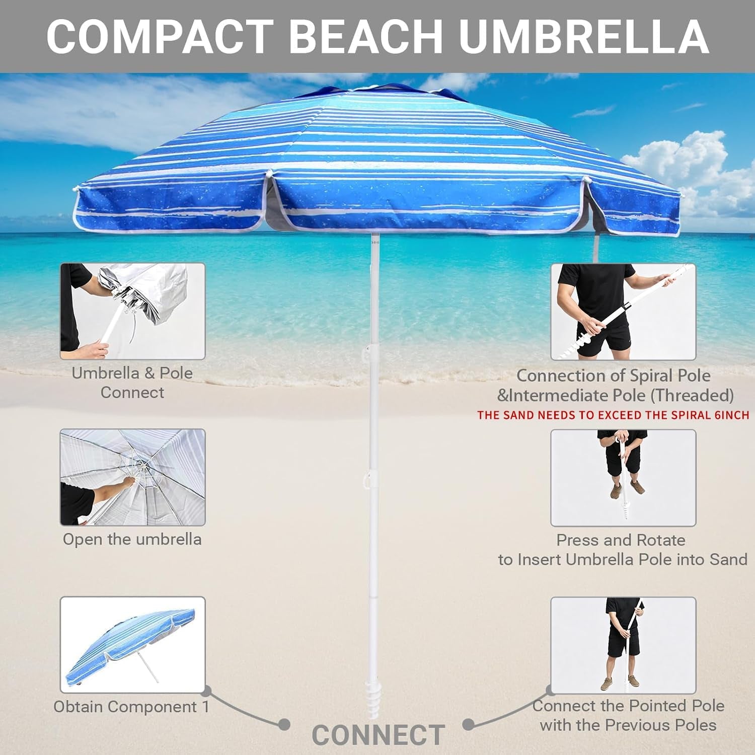 6ft-beach-umbrella-heavy-duty-wind-resistant-uv-50-portable-sun-shade-with-sand-anchor-carry-bag-outdoor-folding-umbrella-for-beach-pool-patio-garden-blue-stripe-no-tilt-the-sand-needs-to-exceed-the-spiral-6inch