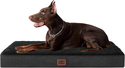 EHEYCIGA Orthopedic Dog Bed Large with Removable Washable Cover,Grey,41X27 | Egg Crate Foam Support,Durable Oxford Fabric,Non-Slip Bottom,Machine Washable,Soft Waterproof Plush Pet Bed Mat for Crate56