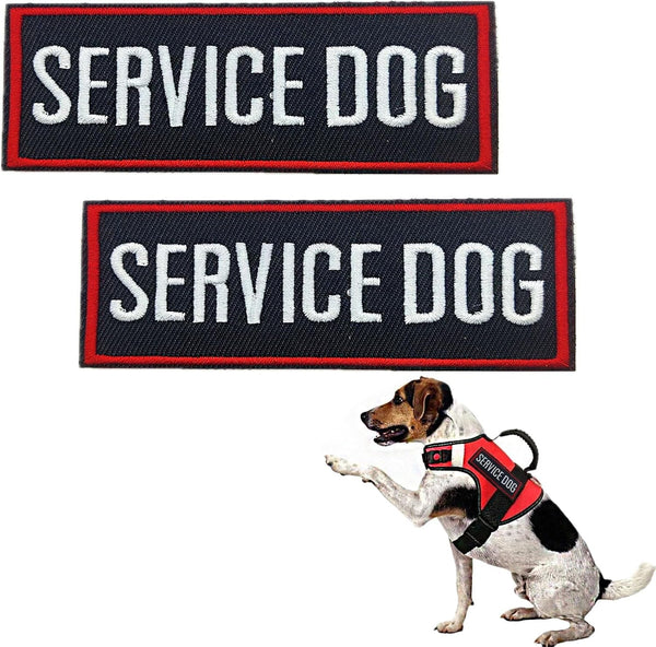2 Pack Service Dog Patches for Harness, Tags with Hook and Loop Patches Red Border for Vests and Harnesses for Dog in Training, Service Dog, Emotional Support1