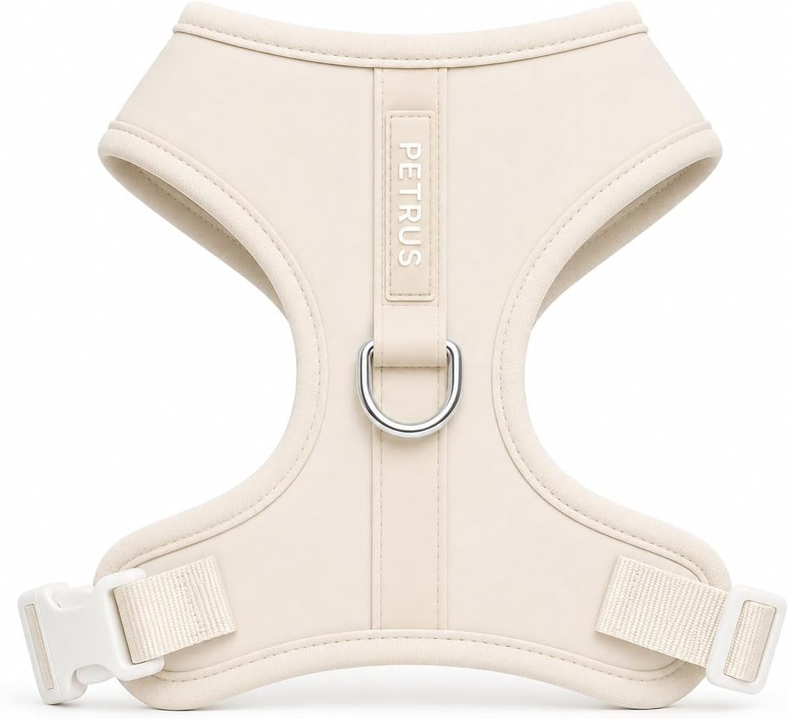 premium-no-pull-dog-harness-soft-neoprene-breathable-mesh-vest-with-front-back-clip-d-rings-adjustable-lightweight-walking-harness-for-puppies-small-medium-dogs-bronze-brown-gold-m