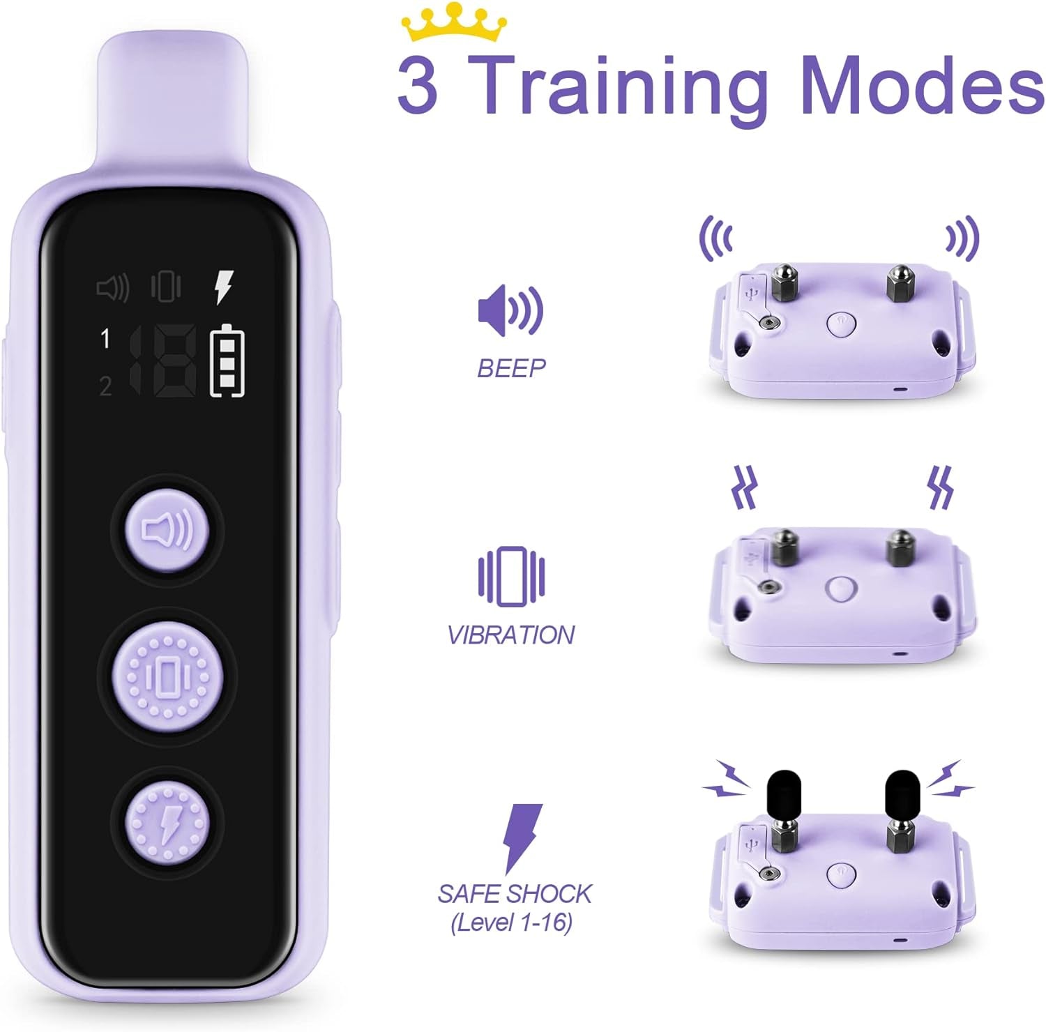 bousnic-dog-shock-collar-for-2-dogs-8-120lbs-waterproof-rechargeable-electric-dog-training-collar-with-remote-for-small-medium-large-dogs-with-beep-vibration-safe-shock-modespurple