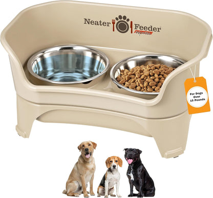 Neater Feeder Express Mess Proof Dog Bowls Elevated for Small Breeds under 15 Lb, Made in USA, No Spill Raised Dog Food Bowl Stand, Stainless Steel Food and Water Bowl Set, Feeding Station, Cappuccino21
