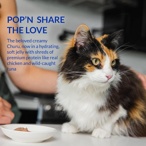 INABA Churu Pop'N Serve Lickable Cat Treats, Tuna Variety, 10Ct | Immune Support, 90% Moisture, 16 Calories, Soft Jelly, Easy-Serve Cup, Grain-Free, 10 X 1.2 Oz Cups4