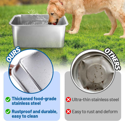 4 Gallons Extra Large Dog Bowls - High Capacity Food Grade Stainless Steel Dog Water and Food Bowl No Spilling, Durable for X-Large Multiple Large Breed Dogs Indoor Outdoor2