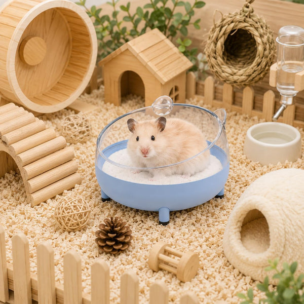 Meow&Woof Hamster Sand Bath Container, Large Sandbox Toilet Gerbil Batheoom, Tiny Chinchilla Dust Bathtub Sand Bath Box for Hamster Cage Accessories 5.2 Inch - Blue7